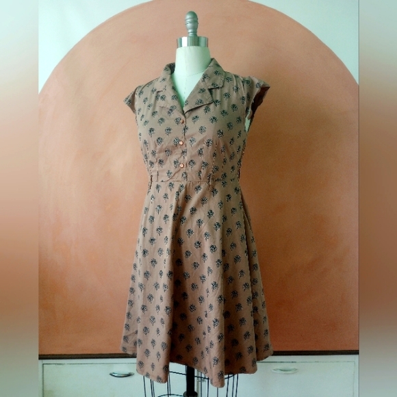Modcloth Circus Clothing Charlotte Dress Cotton UK 14 / US 12 Vintage Retro VLV - Picture 1 of 5